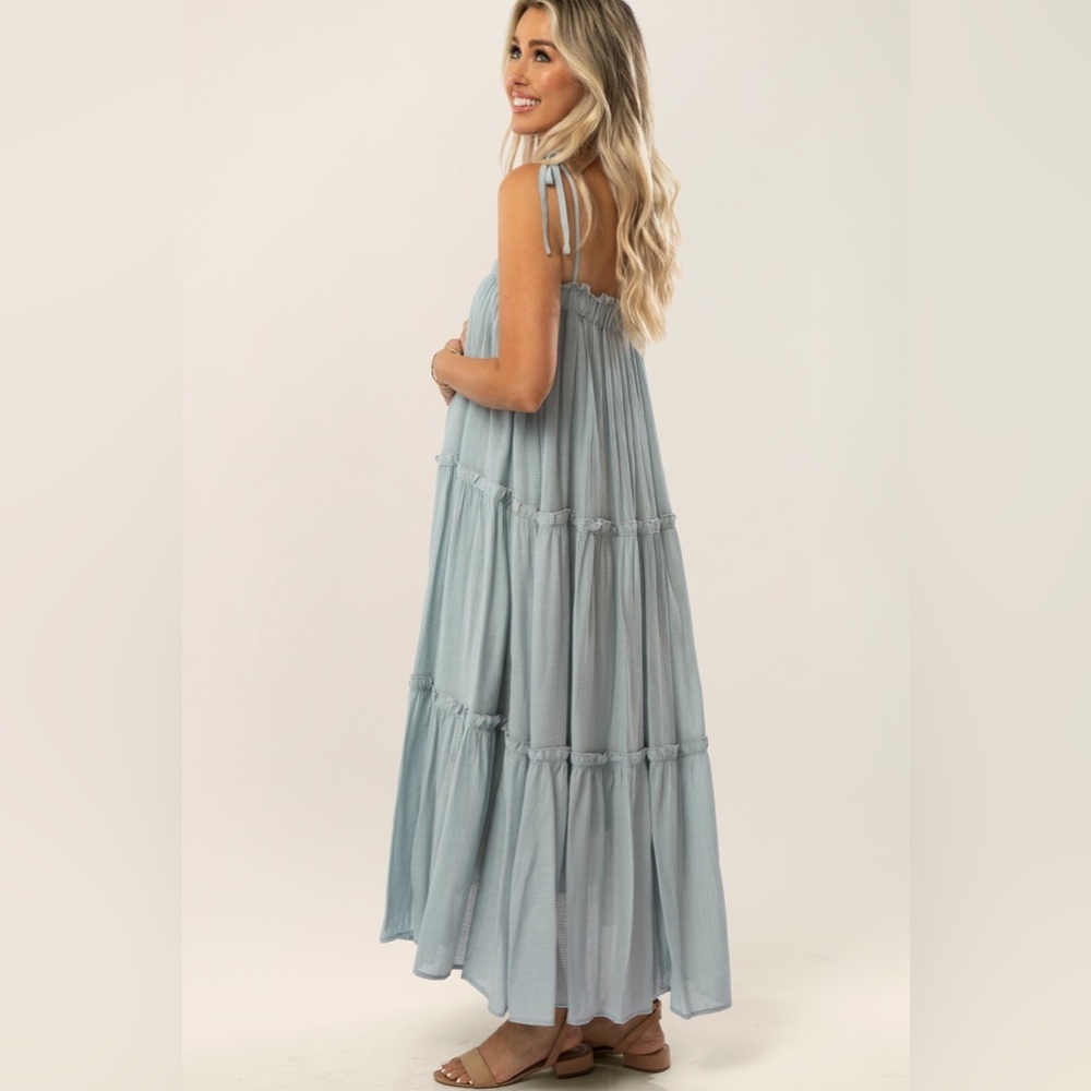 Pinkblush gauzy tie strap tiered maxi dress nwot - Picture 2 of 5